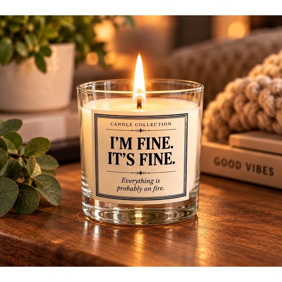 Unbranded Other - Its Fine. Im Fine. Vanilla Scented Candle Glass Vase with Gift Bag